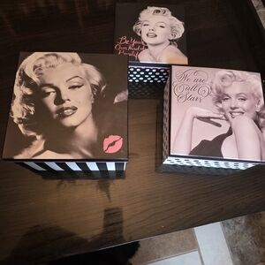 Marilyn Monroe Black and Pink Storage Boxes X3